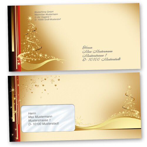 LETTRE DE NOËL Briefumschläge Enveloppes de Noël "CLASSIC" , DIN LONG & DIN C6, BUC-8265