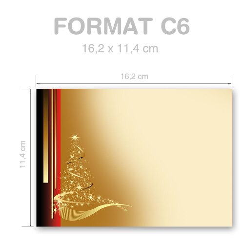 Briefumschläge Weihnachten, WEIHNACHTSBRIEF 25 Briefumschläge - DIN C6 (162x114 mm) | selbstklebend | Online bestellen! | Paper-Media