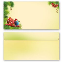 10 patterned envelopes CHRISTMAS DECORATIONS in standard...