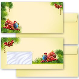 10 enveloppes à motifs au format DIN LONG - DÉCORATION DE NOËL (sans fenêtre)