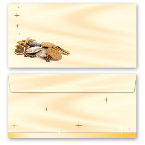 10 sobres estampados GALLETAS DE NAVIDAD - Formato: DIN LANG (110 x 220 mm) (sin ventana)