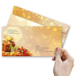 50 patterned envelopes CHRISTMAS GIFTS in standard DIN long format (windowless)