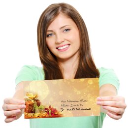 50 patterned envelopes CHRISTMAS GIFTS in standard DIN long format (windowless)