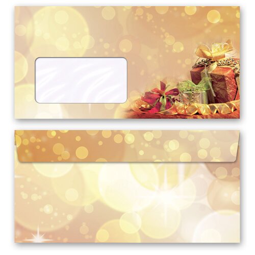 10 enveloppes à motifs au format DIN LONG - CADEAUX DE NOËL (avec fenêtre) Noël, Enveloppes de Noël, Paper-Media