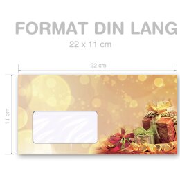 CADEAUX DE NOËL Briefumschläge Enveloppes de Noël CLASSIC 10 enveloppes (avec fenêtre), DIN LANG (220x110 mm), DLMF-8323-10