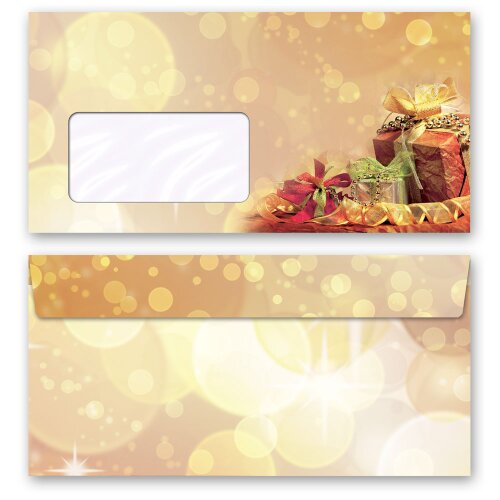 50 patterned envelopes CHRISTMAS GIFTS in standard DIN long format (with windows) Christmas, Christmas envelopes, Paper-Media