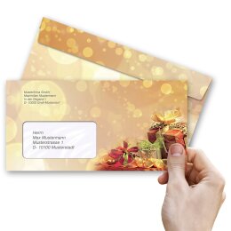 Briefumschläge WEIHNACHTSGESCHENKE - 50 Stück DIN LANG (mit Fenster)