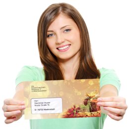 50 patterned envelopes CHRISTMAS GIFTS in standard DIN long format (with windows)