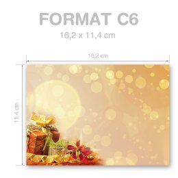 Enveloppes Noël, CADEAUX DE NOËL 10 enveloppes - DIN C6 (162x114 mm) | Auto-adhésif | Commander en ligne! | Paper-Media