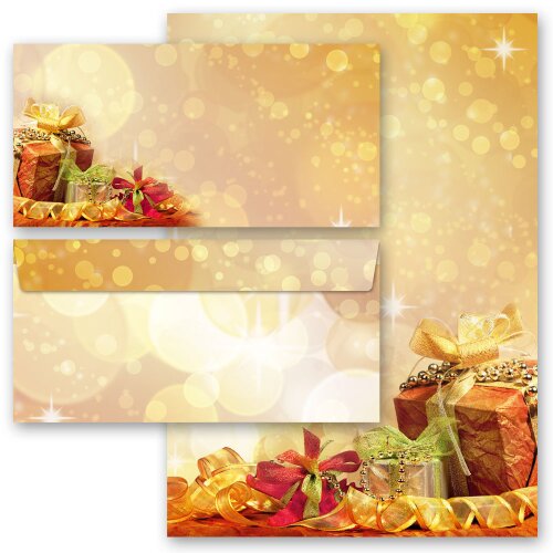 200-pc. Complete Motif Letter Paper-Set CHRISTMAS GIFTS Christmas, Stationery with envelope, Paper-Media