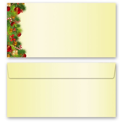 10 patterned envelopes CHRISTMAS GREETINGS in standard DIN long format (windowless)