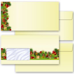 10 patterned envelopes CHRISTMAS GREETINGS in standard DIN long format (windowless)