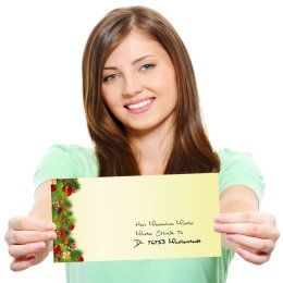 50 patterned envelopes CHRISTMAS GREETINGS in standard DIN long format (windowless)
