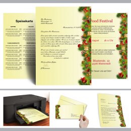 50 patterned envelopes CHRISTMAS GREETINGS in standard DIN long format (with windows)