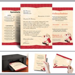 20 fogli di carta da lettera decorati Natale BABBO NATALE - MOTIVO DIN A4 - Paper-Media