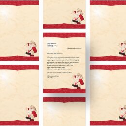 50 fogli di carta da lettera decorati BABBO NATALE - MOTIVO DIN A4