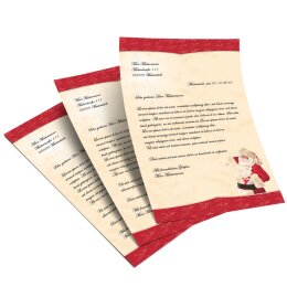 250 fogli di carta da lettera decorati BABBO NATALE - MOTIVO DIN A4