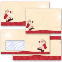 10 enveloppes à motifs au format DIN LONG - SANTA CLAUS - MOTIF (sans fenêtre)