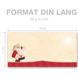SANTA CLAUS - MOTIF Briefumschläge Enveloppes de Noël CLASSIC 50 enveloppes (sans fenêtre), DIN LANG (220x110 mm), DLOF-8139-50