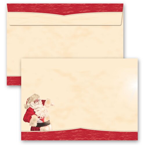 10 enveloppes à motifs au format C6 - SANTA CLAUS - MOTIF (sans fenêtre) Noël, Saint Nicholas, Paper-Media