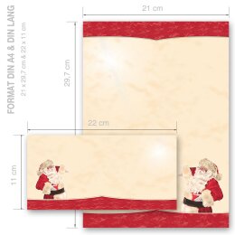40-pc. Complete Motif Letter Paper-Set SANTA CLAUS - MOTIF