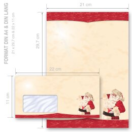Briefpapier Set WEIHNACHTSMANN - 100-tlg. DL (mit Fenster)