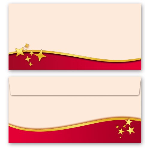 10 patterned envelopes CHRISTMAS SPIRIT (RED) in standard DIN long format (windowless)