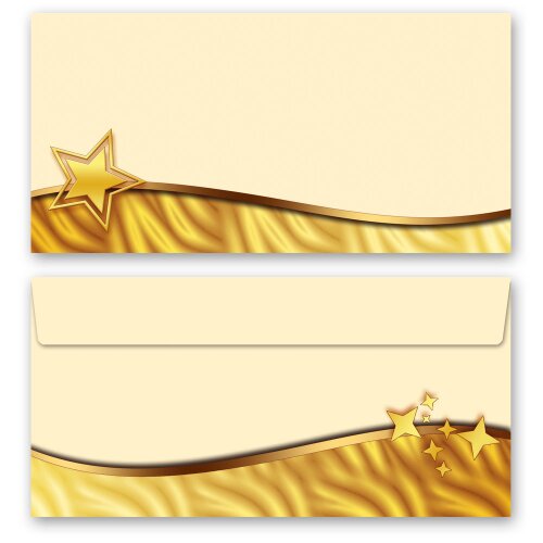 10 patterned envelopes CHRISTMAS SPIRIT (GOLD) in standard DIN long format (windowless)