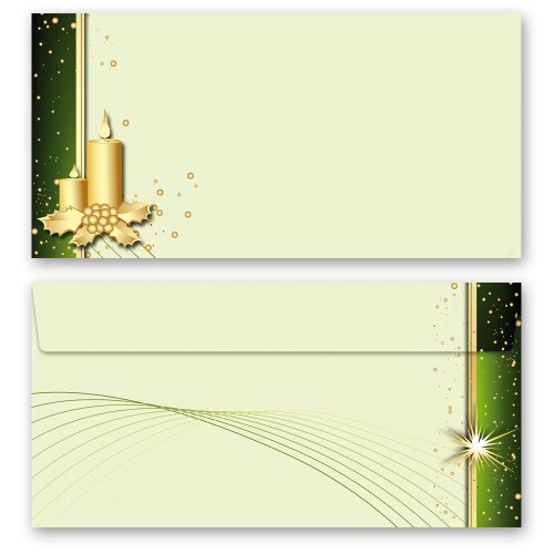 10 patterned envelopes CHRISTMAS SYMBOLS in standard DIN long format (windowless)