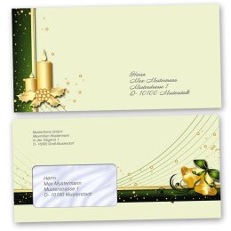 10 patterned envelopes CHRISTMAS SYMBOLS in standard DIN long format (windowless)