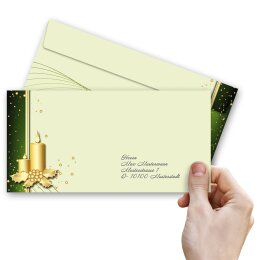 10 patterned envelopes CHRISTMAS SYMBOLS in standard DIN long format (windowless)