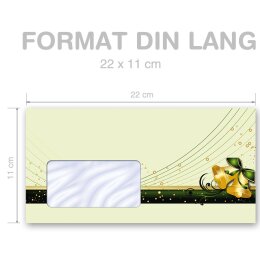 10 enveloppes à motifs au format DIN LONG - SYMBOLES DE NOËL (avec fenêtre)