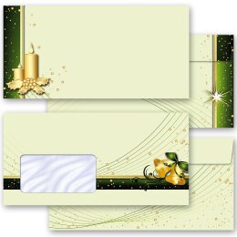 50 patterned envelopes CHRISTMAS SYMBOLS in standard DIN long format (with windows)