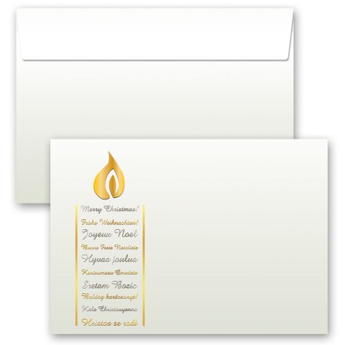 10 patterned envelopes CHRISTMAS WISHES in C6 format (windowless)