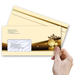 10 patterned envelopes CHRISTMAS MAGIC in standard DIN long format (with windows)