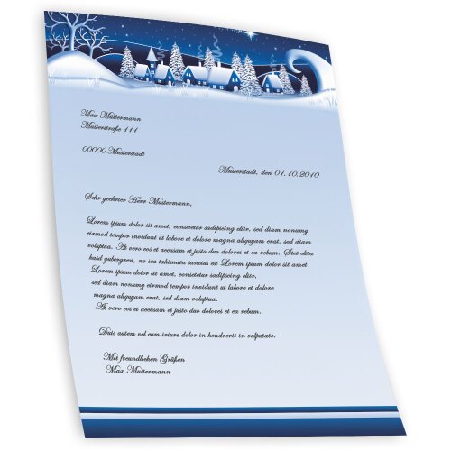 Motif Letter Paper! WINTER VILLAGE &ndash; BLUE