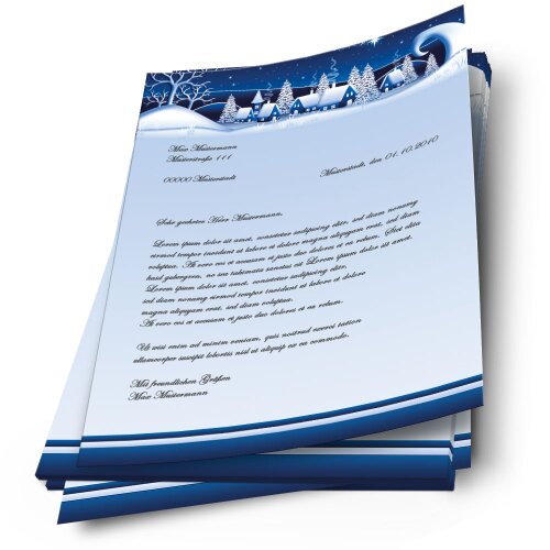 Briefpapier WINTERDORF-BLAU - DIN A4 Format 20 Blatt