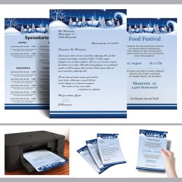 Motif Letter Paper! WINTER VILLAGE – BLUE 50 sheets DIN A4