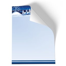 Motif Letter Paper! WINTER VILLAGE – BLUE 100 sheets DIN A4