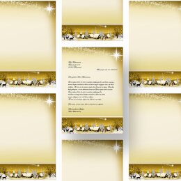 20 fogli di carta da lettera decorati Natale, Stagioni - Inverno VILLAGGIO DI INVERNO - ORO DIN A4 - Paper-Media