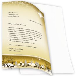 Motif Letter Paper! WINTER VILLAGE – GOLDEN 20 sheets DIN A4