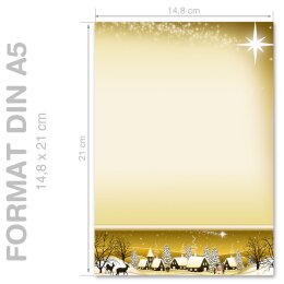 Motif Letter Paper! WINTER VILLAGE – GOLDEN 50 sheets DIN A5