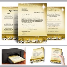 Motif Letter Paper! WINTER VILLAGE – GOLDEN 50 sheets DIN A5