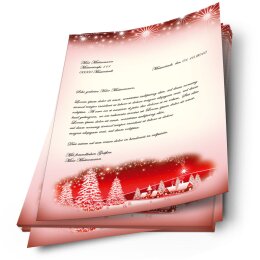 250 fogli di carta da lettera decorati VILLAGGIO DI INVERNO – ROSSO DIN A4