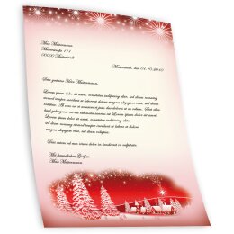 Papel de carta Navidad, Estaciones - Invierno ALDEA DEL INVIERNO-ROJO - 50 Hojas formato DIN A5 - Paper-Media