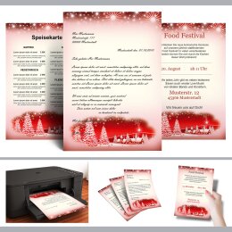 Papel de carta Navidad, Estaciones - Invierno ALDEA DEL INVIERNO-ROJO - 50 Hojas formato DIN A5 - Paper-Media