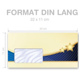 10 patterned envelopes X-MAS in standard DIN long format (with windows)