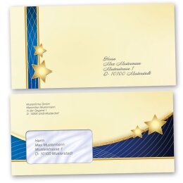 50 patterned envelopes X-MAS in standard DIN long format (with windows)