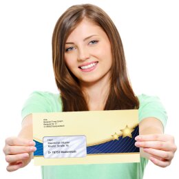 50 patterned envelopes X-MAS in standard DIN long format (with windows)