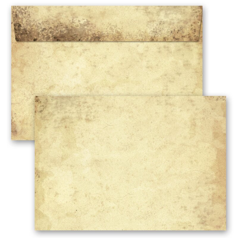 50 Briefumschläge Altes Papier Vintage Grau DIN lang haftklebend ohne Fenster 